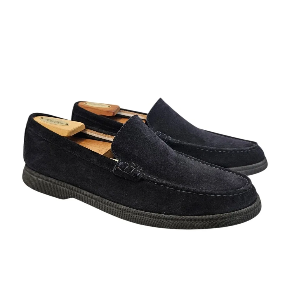 Hugo Boss Sienne Loafers Navy Blue Suede Slip-On Casual Shoes Size 10